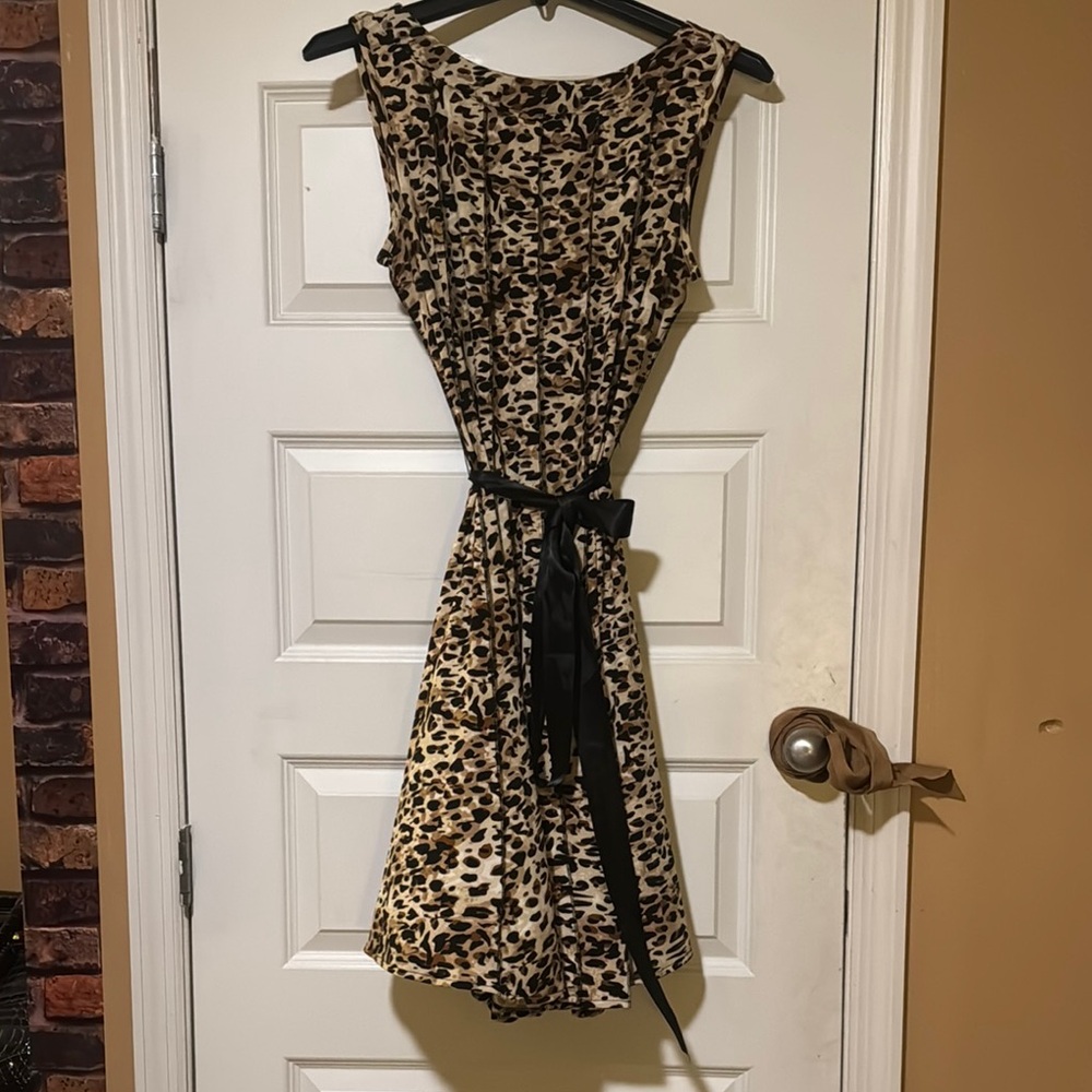 HAANI | Leopard Print | Sleeveless Dress with Black Belt